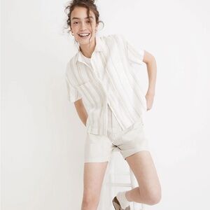 Madewell Linen-Blend Short-Sleeve Safari Shirt: Undyed Edition, Natural, Size S